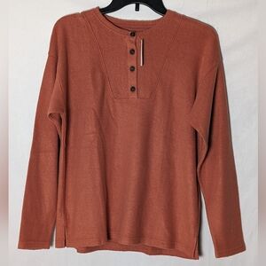 NWT Madewell MWL Soft Rust Colored Cozybrushed Long Sleeve Henley Top Sz XXS